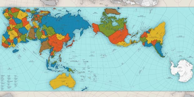 Mapa criado por arquiteto japonês Hajime Narukawa busca refletir com precisão as proporções entre continentes e países (Foto: AutaGraph)