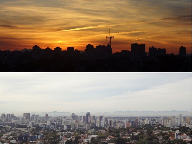 Curitiba às 6h35 e às 10h no bairro Mercês (Foto: Adriana Justi / G1 e Amanda Milléu) Curitiba às 6h35 e às 10h no bairro Mercês (Foto: Adriana Justi / G1 e Amanda Milléu)