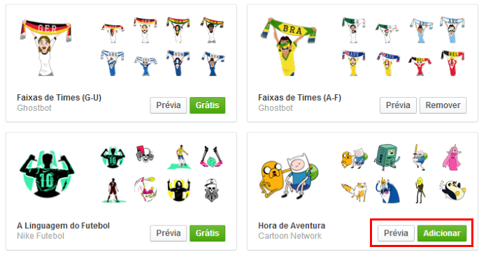 Instalando novas figurinhas para serem usadas no chat (Foto: Reprodução/Helito Bijora)