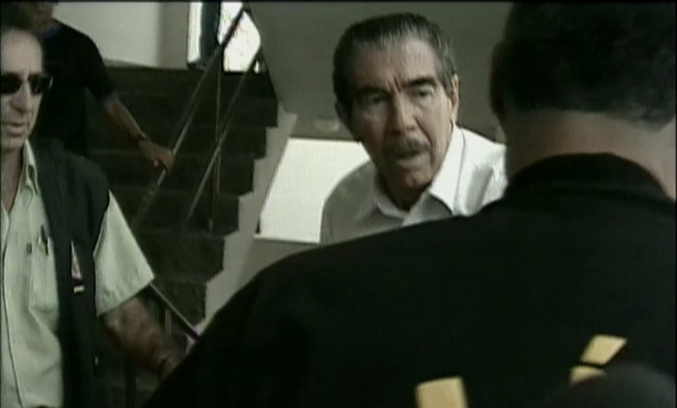 Nenê Constantino quando foi dar depoimento à Polícia Civil (Foto: TV Globo/Reprodução)