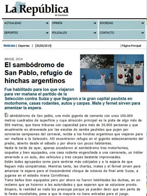 Jornal La República diz que sambódromo de SP virou refúgio de argentinos