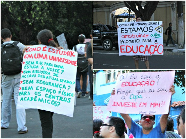 Passeata pela eduacação reuniu cerca de 100 estudantes em Manaus (Foto: Tiago Melo/G1 AM)