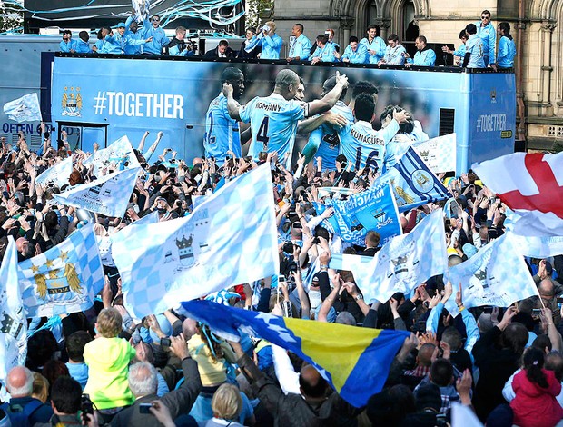 festa de comemoração do título do Manchester City (Foto: Reuters)