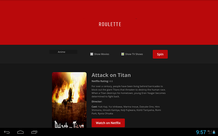 Netflix Roulette também está disponível como um app para o sistema Android (Foto: Divulgação/Google Play)