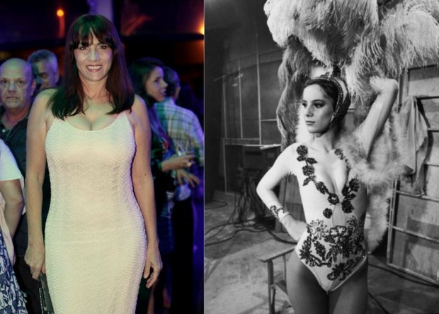 Nicole Puzzi em 2014 e na época em que atuava em filmes de pornochanchada (Foto: Isac Luz/EGO e Paulo Salomão)