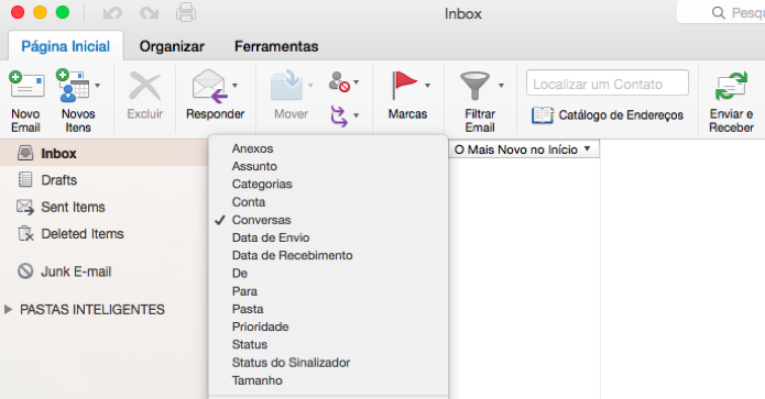 E-mails do Outlook podem ser agrupados em conversas (Foto: Reprodução/Paulo Alves)