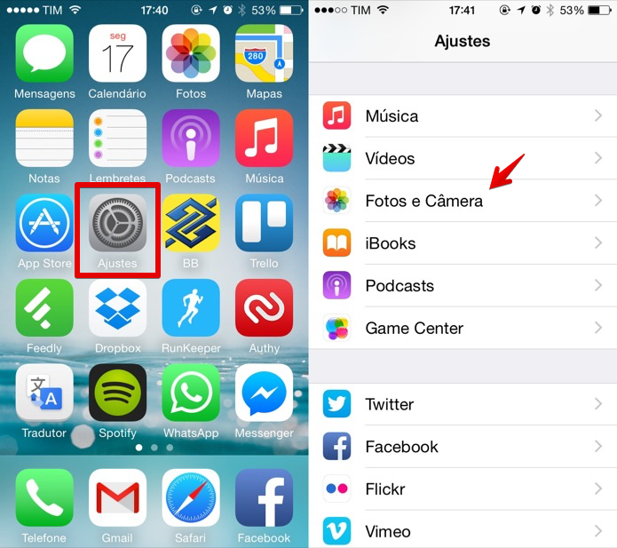 Acesse as configurações do iOS (Foto: Reprodução/Helito Bijora) 