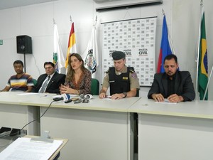 Irene Franco, Comandante Edvânio e Rodrigo Manhães(Esq). (Foto: Kaleo Martins / G1)