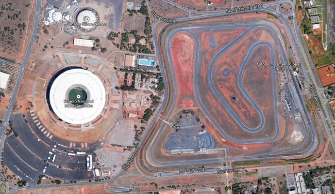 Localizado ao lado do Mané Garrincha, Autódromo Internacional Nelson Piquet será palco da Indy em 2015 (Foto: Google Maps)