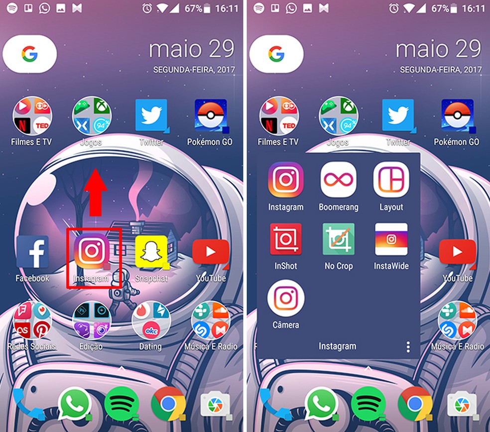 Capas funcionam como pastas rápidas na tela inicial do Android (Foto: Reprodução/Elson de Souza)