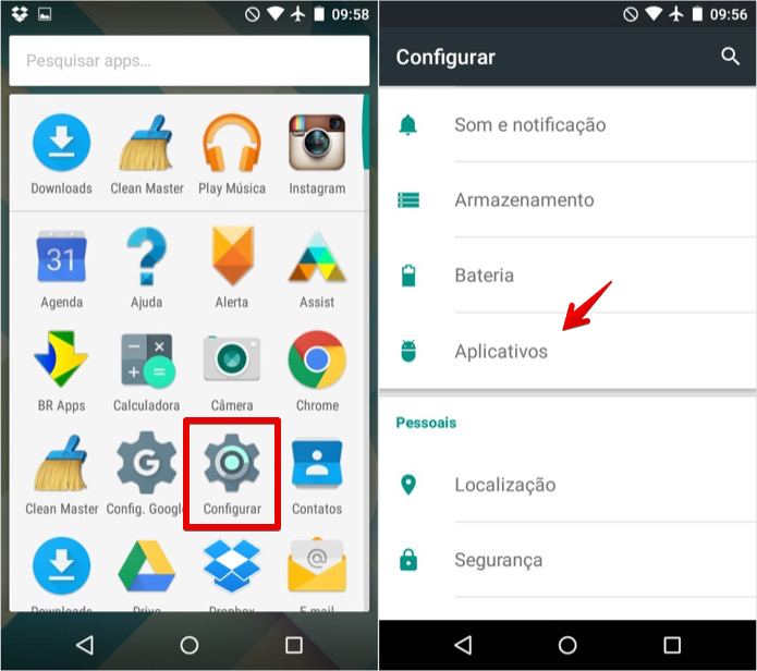 Acesse as configurações de aplicativos (Foto: Reprodução/Helito Bijora)