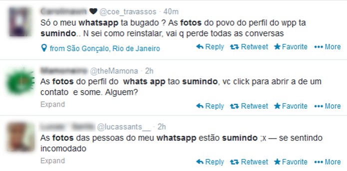 Bug no WhatsApp (Foto: Reprodução/ Twitter) Bug no WhatsApp (Foto: Reprodução/ Twitter)