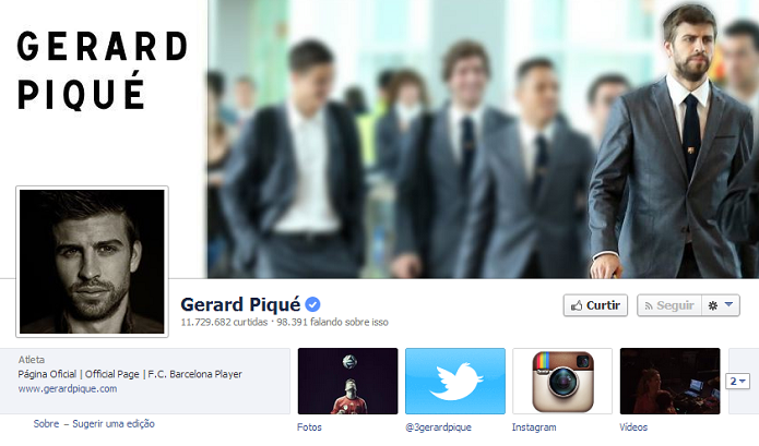 Gerad Piqué do Barcelona tem 11,650,004 de fãs no Facebook (Foto: Reprodução/Facebook)