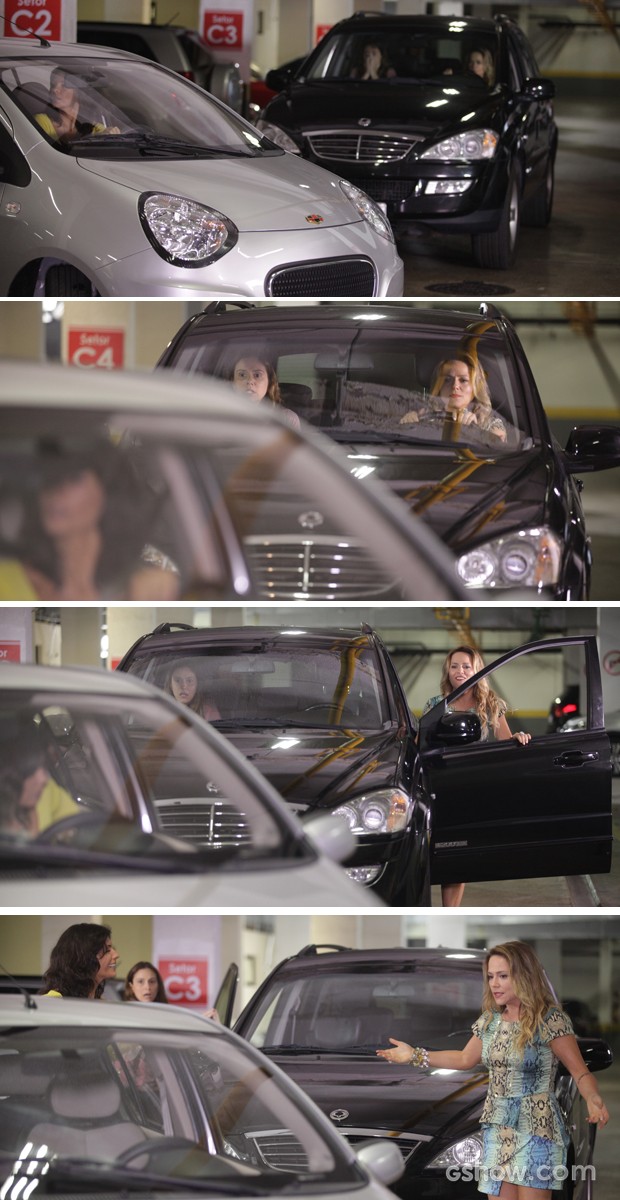 Shirley bate de propósito no carro de Verônica (Foto: Pedro Curi/ TV Globo)