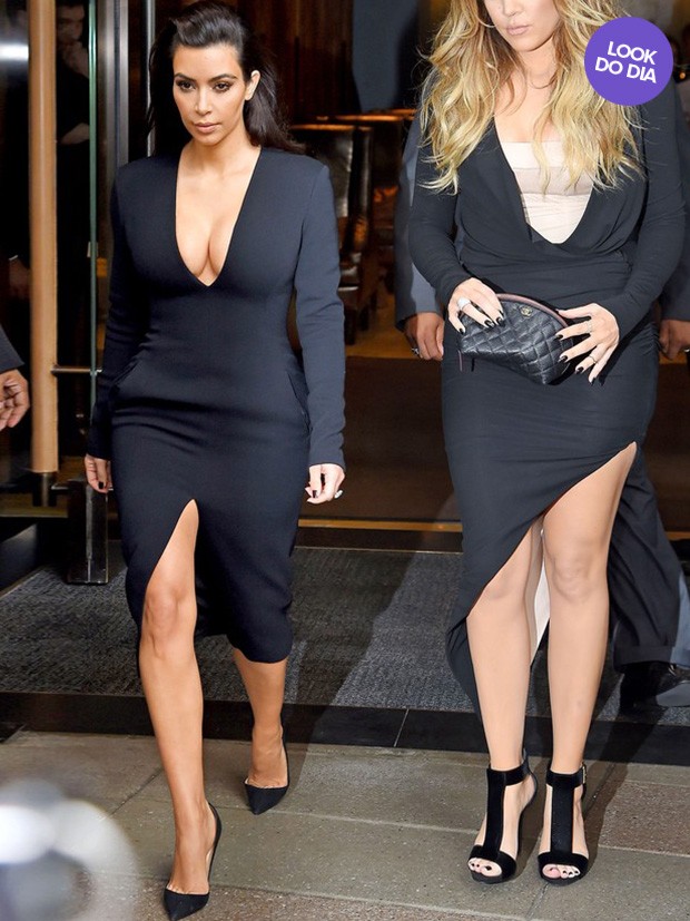Kim Kardashian usa pretinho nada básico em Nova York (à direita, a irmã da ...