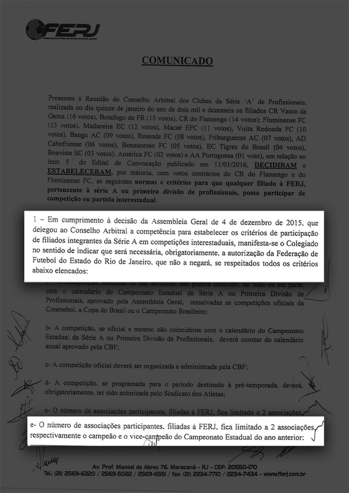 Documento FERJ (Foto: Editoria de Arte) Documento FERJ (Foto: Editoria de Arte)