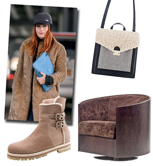 Bolsa Loeffler Randall US$ 550; Bota AGL US$ 522 e Poltrona Artefacto r$ 13.773 (Foto:  )