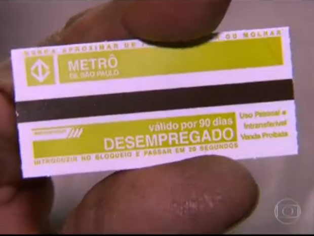 Bilhete do desempregado vale por três meses; não renovável (Foto: Reprodução/TV Globo)