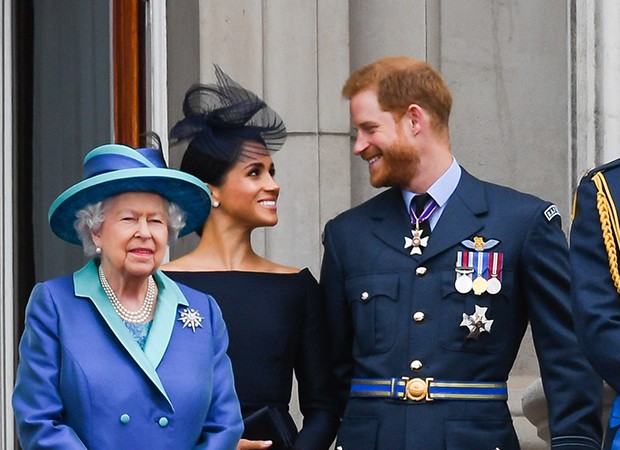 Rainha Elizabeth II, Meghan Markle e príncipe Harry (Foto: Getty Images)