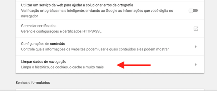 Acesse as configurações para dados de navegação no Google Chrome (Foto: Reprodução/Marvin Costa) Acesse as configurações para dados de navegação no Google Chrome (Foto: Reprodução/Marvin Costa)