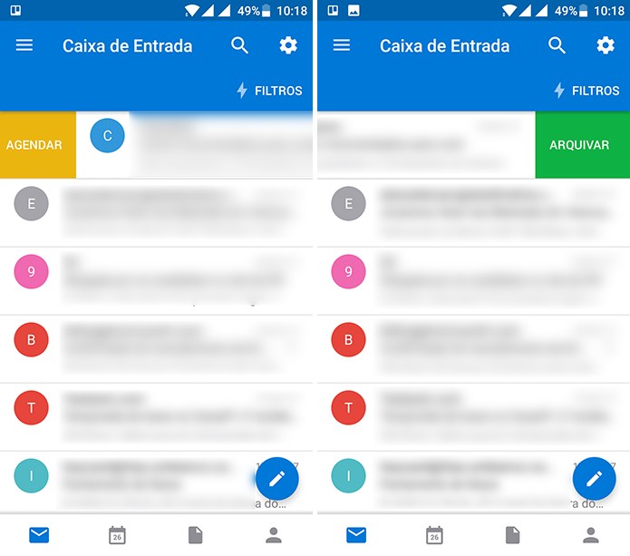 Outlook para Android e iOS tem ações rápidas a partir de deslizar de dedos na tela (Foto: Reprodução/Elson de Souza)