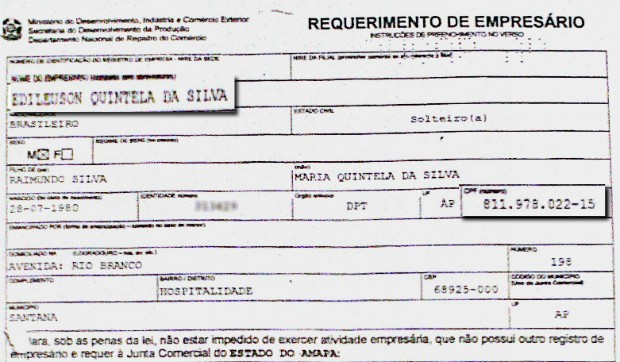 Empresa em nome de Edileuson foi aberta um mês antes da morte de suposto dono (Foto: Reprodução)