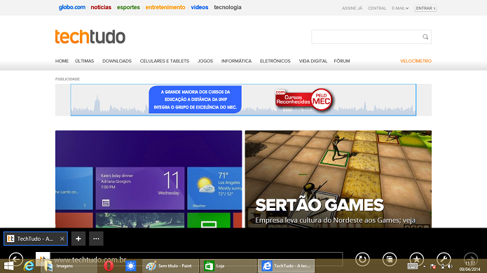 A barra de tarefas pode ser visualizada e acessada em qualquer interface (Foto: Reprodução/Edivaldo Brito)