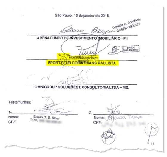 O contrato de estacionamento da Arena Corinthians (Foto: Reprodução)