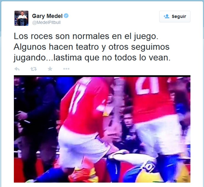 Gary Medel, falando de Neymar (Foto: Twitter)