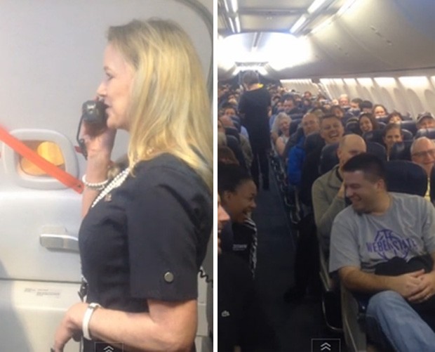 Martha Cobbs fez sucesso em voo ao fazer 'show de comédia' enquanto explicava as regras de segurança do avião (Foto: Reprodução/YouTube/Marty SWA)
