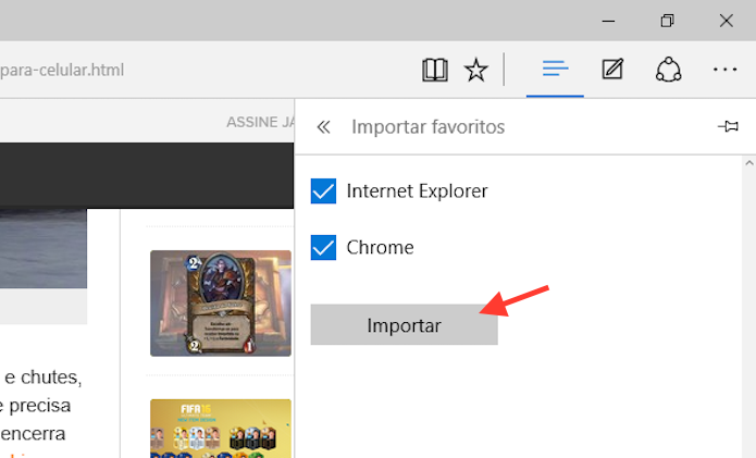 Importando favoritos do Google Chrome para o Microsoft Edge (Foto: Reprodução/Marvin Costa)