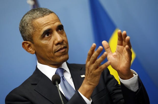 O presidente dos EUA, Barack Obama, fala sobre a Síria nesta quarta-feira (4) em Estocolmo (Foto: AFP)