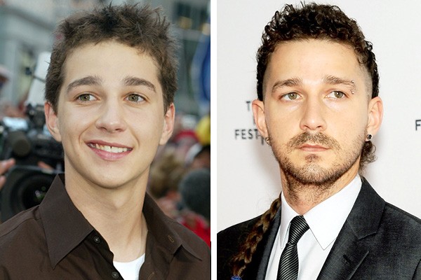 Shia LaBeouf em 2003 e em 2015 (Foto: Getty Images)