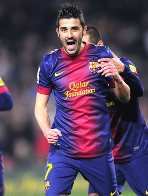 David Villa comemora gol do Barcelona contra o Cordoba, AP (Foto: Agência AP)