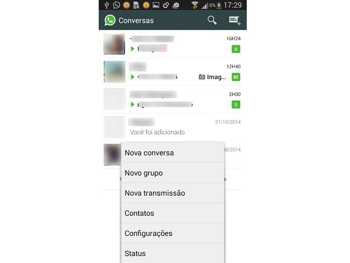 Acesse o menu de configurações do WhatsApp (Foto:  Reprodução/Thiago Barros)