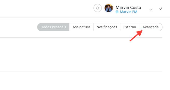 Acessando as configurações avançadas da versão web do Rdio (Foto: Reprodução/Marvin Costa)