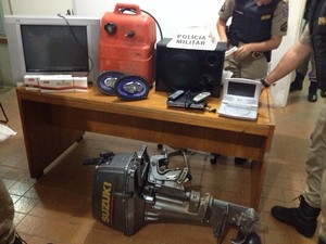 Materiais aprrendidos Operação Impacto Ibi´ (Foto: Polícia Militar/Divulgação)