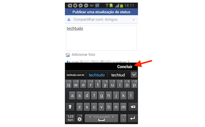 Marcando amigos em uma publicação do Facebook através da versão Lite da rede social para Android (Foto: Reprodução/Marvin Costa)