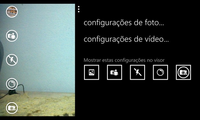 Windows Phone 8.1 mantém as configurações avançadas da câmera, mas com opção de alterar atalhos (Foto: Reprodução/Elson de Souza)