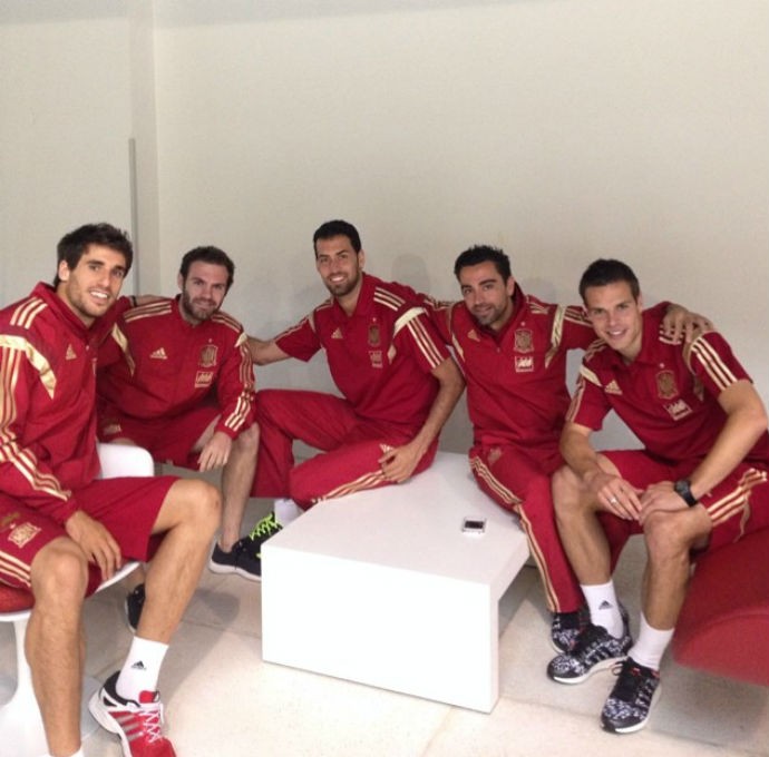 [Copa 2014]Jogadores da Espanha posam para foto antes do primeiro treino no Brasil