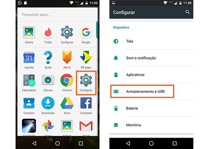 Acesse as configurações de armazenamento do Moto G 3 (Foto: Reprodução/Barbara Mannara)