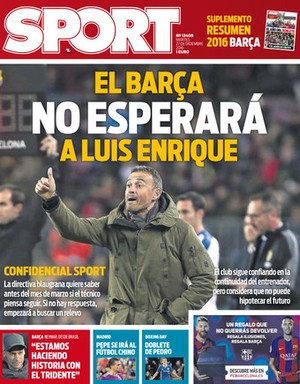 Luis Enrique Barcelona capa jornal (Foto: Reprodução)