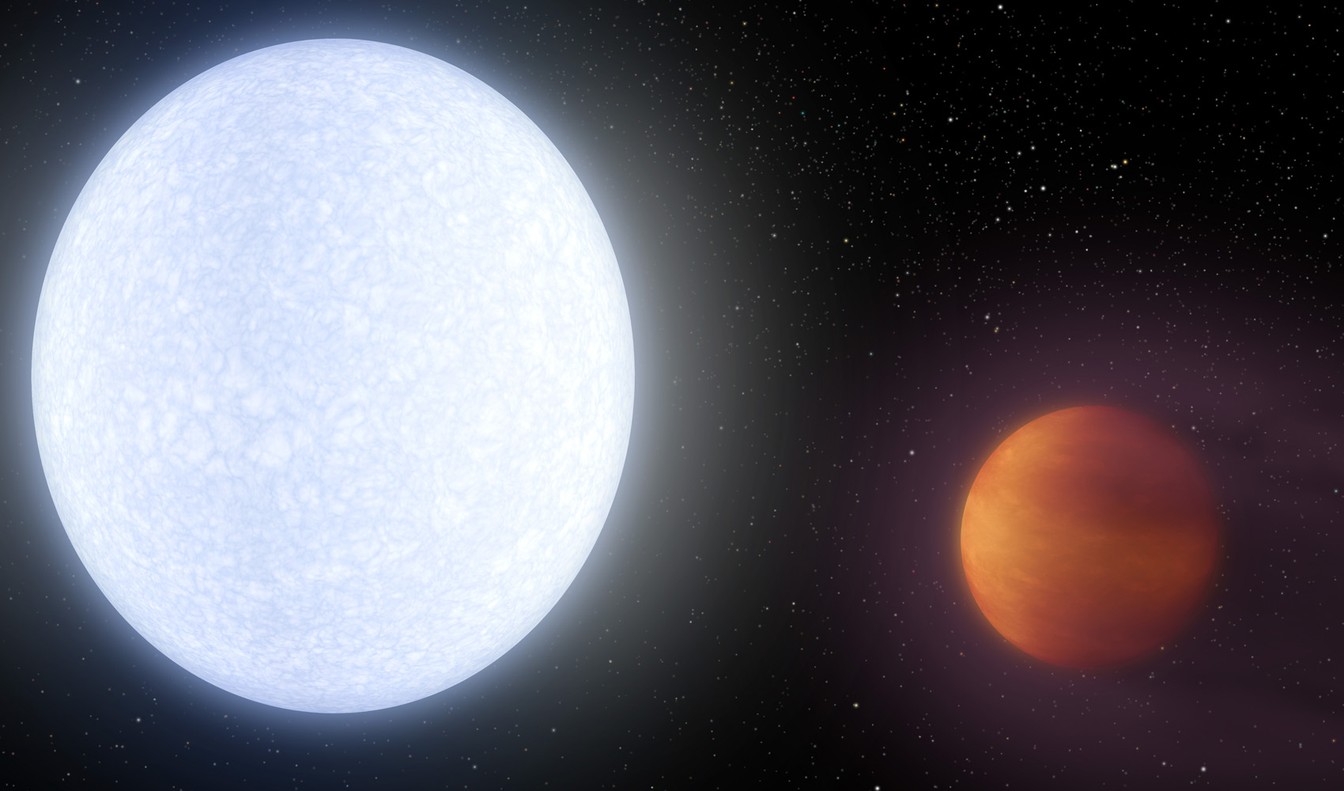 Concepção artísitca de exoplaneta em órbita com estrela quente (Foto: NASA / JPL-Caltech / R. Hurt (IPAC) )