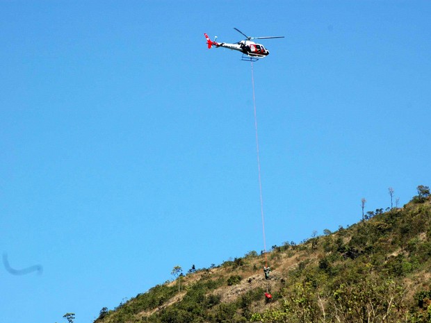 Helicóptero Água da PM de Piracicaba realizou operação de salvamento (Foto: Polícia Militar/Divulgação)