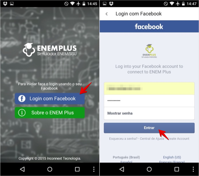 Faça login com a sua conta do Facebook (Foto: Reprodução/Helito Bijora)