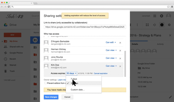 Drive vai permitir configurar data de validade para arquivos compartilhados (Foto: Reprodução/Google)