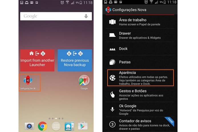 Instale o Nova Launcher e acesse as configurações (Foto: Reprodução/Barbara Mannara)