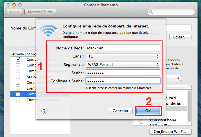 Configurando a rede Wi-Fi que será usada pra compartilhar a Internet (Foto: Reprodução/Edivaldo Brito)