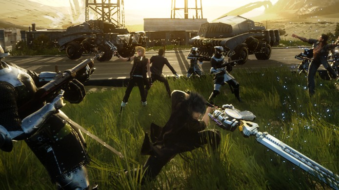 Noct desfere golpes de espada ao lado de seus companheiros em Final Fantasy 15 (Foto: destructoid.com)