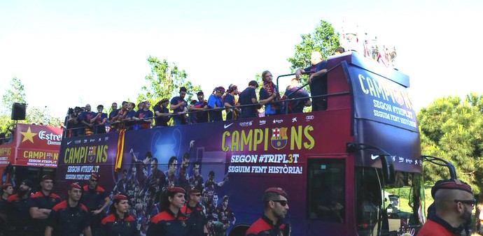 Barcelona festa Champions (Foto: Divulgação/Site oficial do Barcelona)